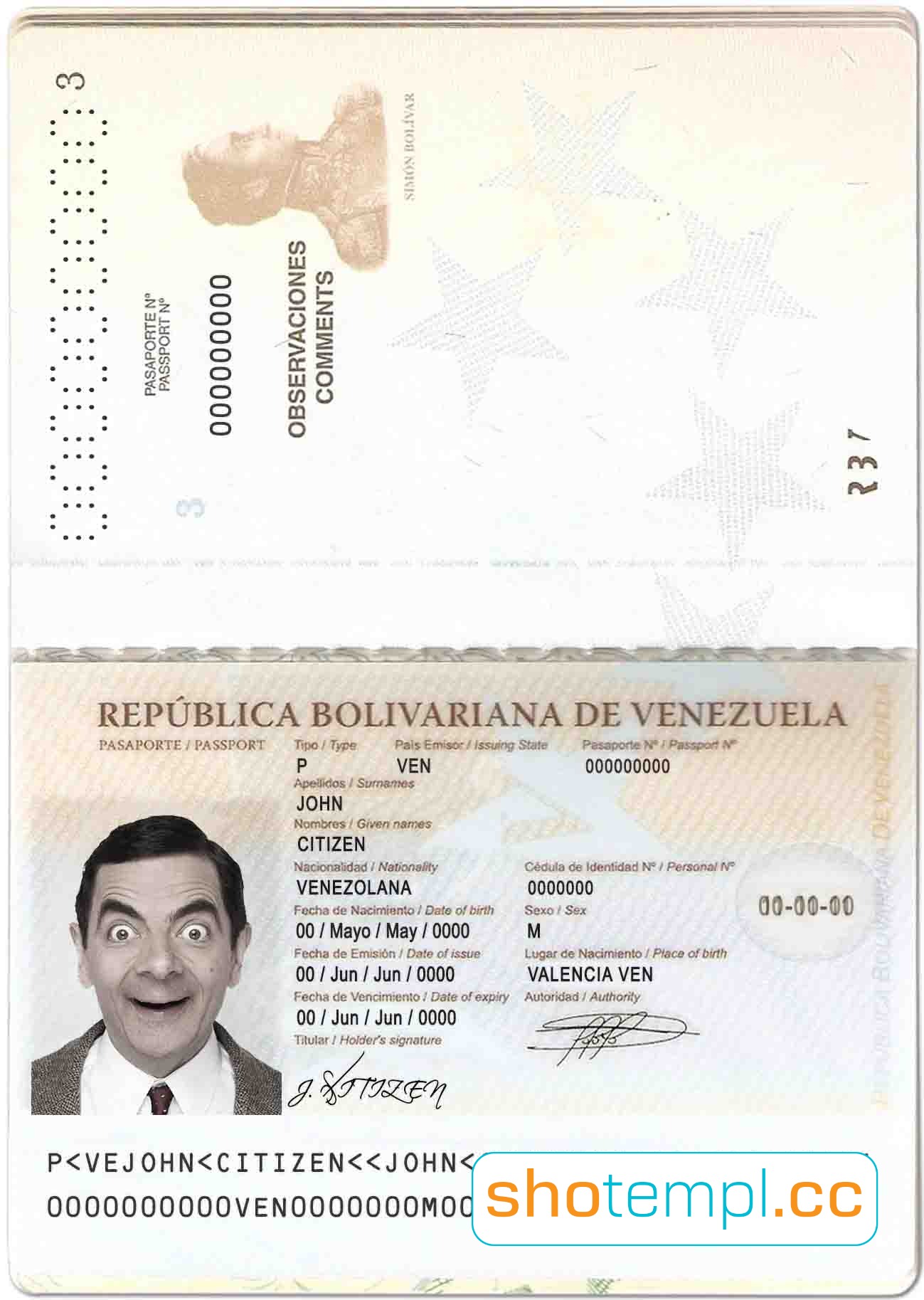 Venezuela Passport PSD Template V2
